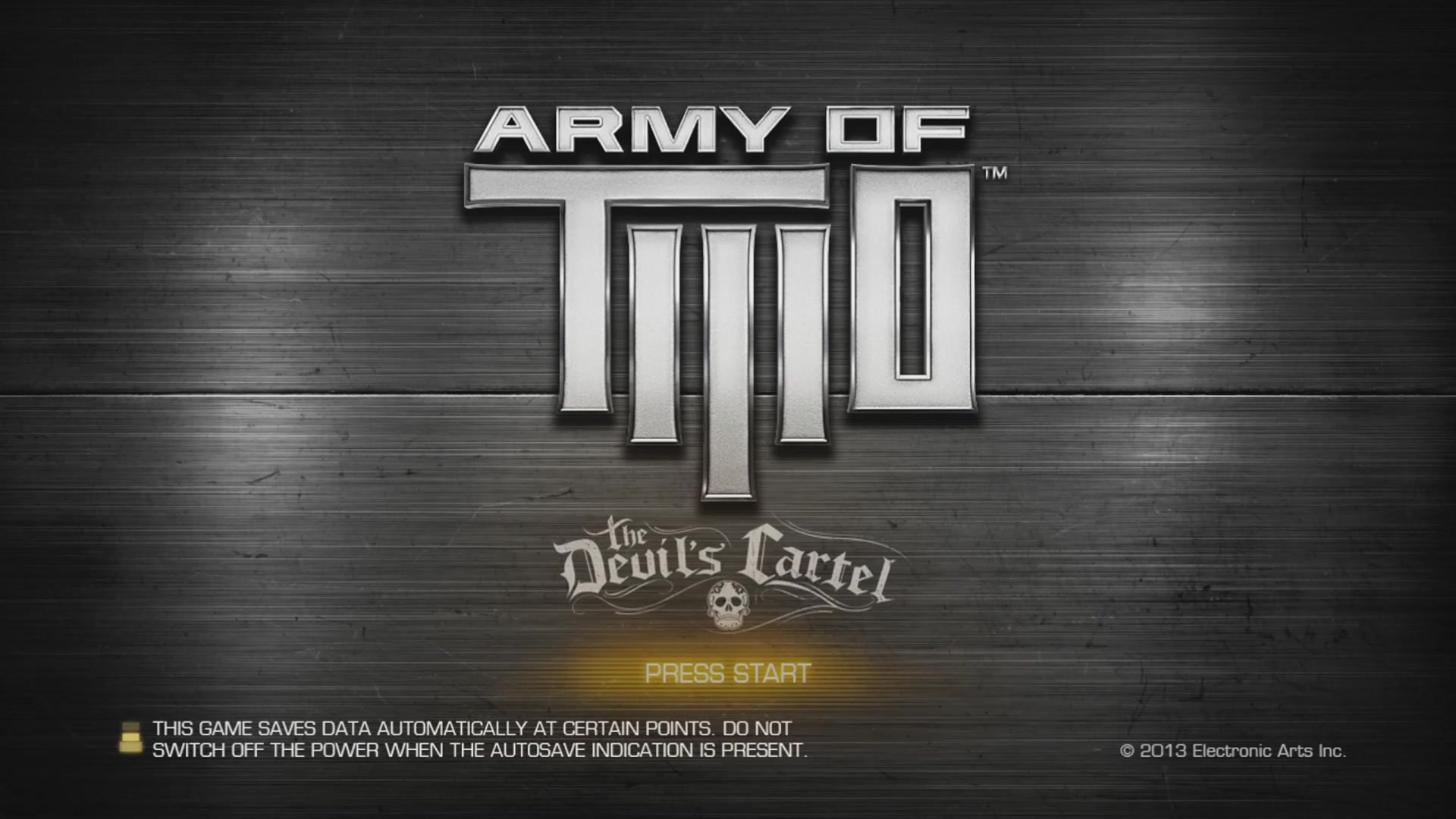 Army of Two title screen for Xbox 360